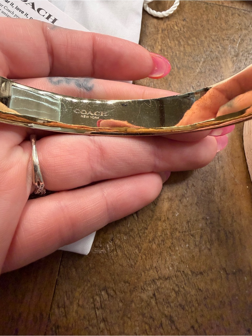 Coach 1790 Horse and Carriage Bangle Bracelet in Gold/White bracelet - Picture 5 of 7